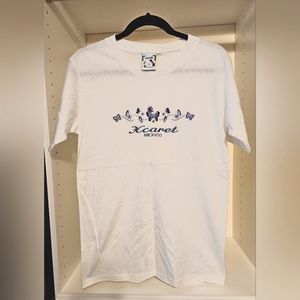 Brand new never worn Xcaret embroidered butterfly white small tshirt